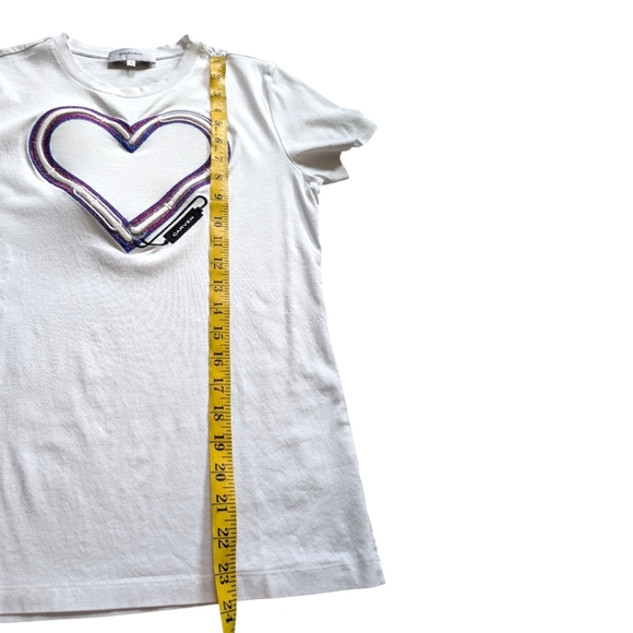 Carven Tee I Women's Small Blanc Optique White Purple Heart Graphic Kitschy Y2K - Picture 13 of 13